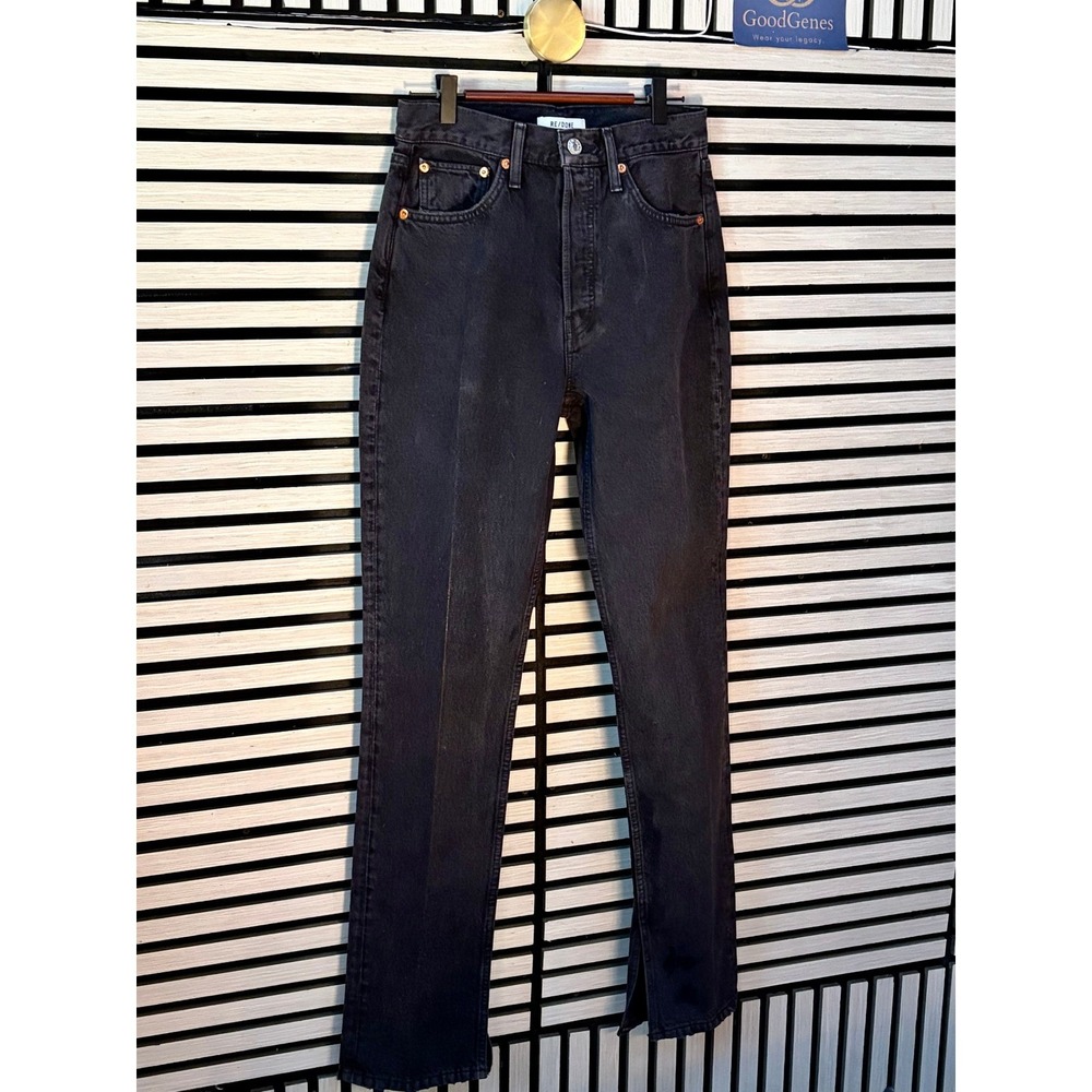 NWT RE/DONE High Rise Straight Leg Jeans Washed Black Premium Luxury Size 26